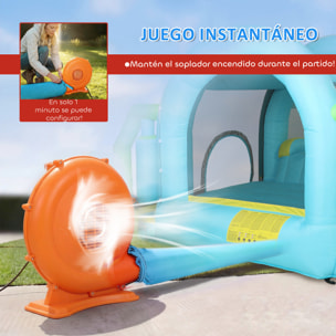 Castillo Hinchable Acuático 7 en 1 con Soplador 450W, Castillo Hinchable para Niños con 2 Toboganes, Trampolín, Piscina, Canasta, Columna de Boxeo, Exterior/Interior, 3-8 Años, 426x360x198 cm