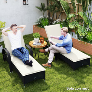 Pack 2 Cojines para Tumbonas Plegables Colchonetas para Tumbonas de Jardín Exterior 193x58x6 cm con Correas de Sujeción Protección UV Resistente a Salpicaduras Crema