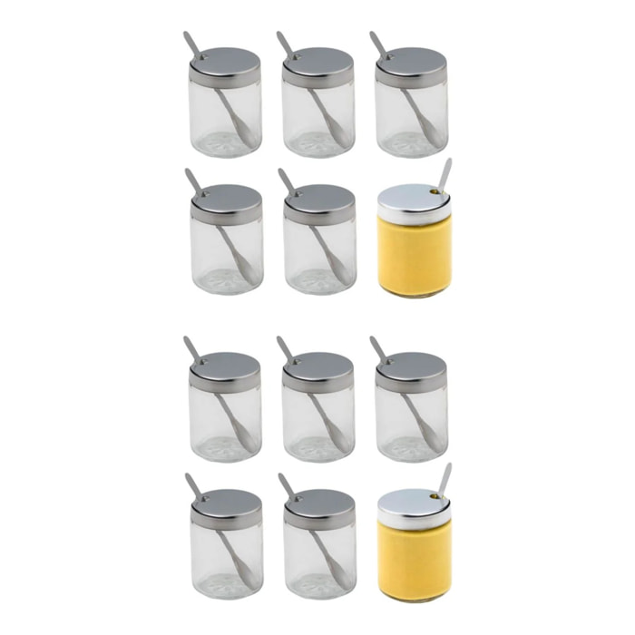 Set de 2 moutardiers en verre et inox Fackelmann Basic