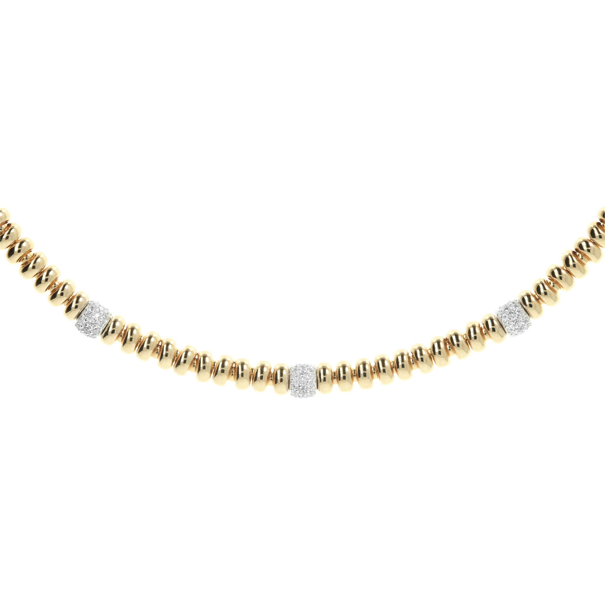 Collana Girocollo Golden con Rondelle Alternate a Elementi Pavé in Cubic Zirconia