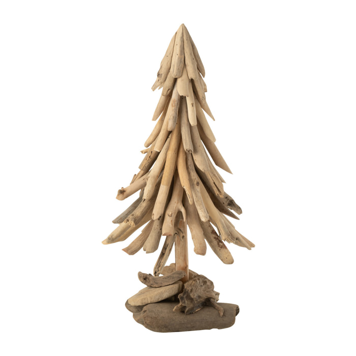 J-Line décoration Sapin de Noël sur pied - bois - naturel - medium