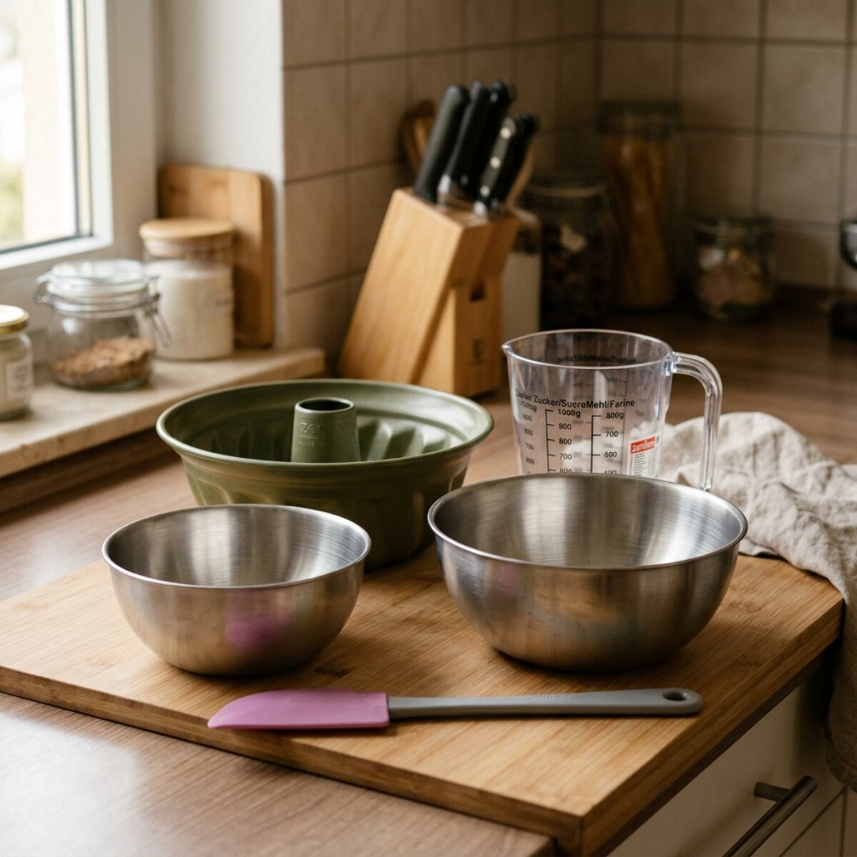 Set de 5 ustensiles de pâtisserie moule à gâteaux bols spatule et verre doseur Zenker Green Vision