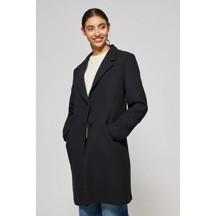 Abrigo Kate abotonado negro con detalles Polo Club