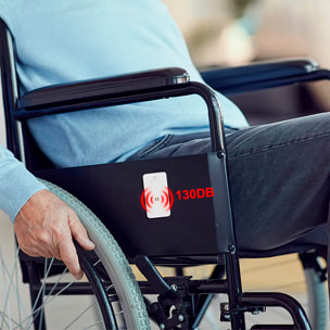 Alarma SOS personal con sonido de 130dB. Batería recargable con hasta 90 minutos de sonido continuo.