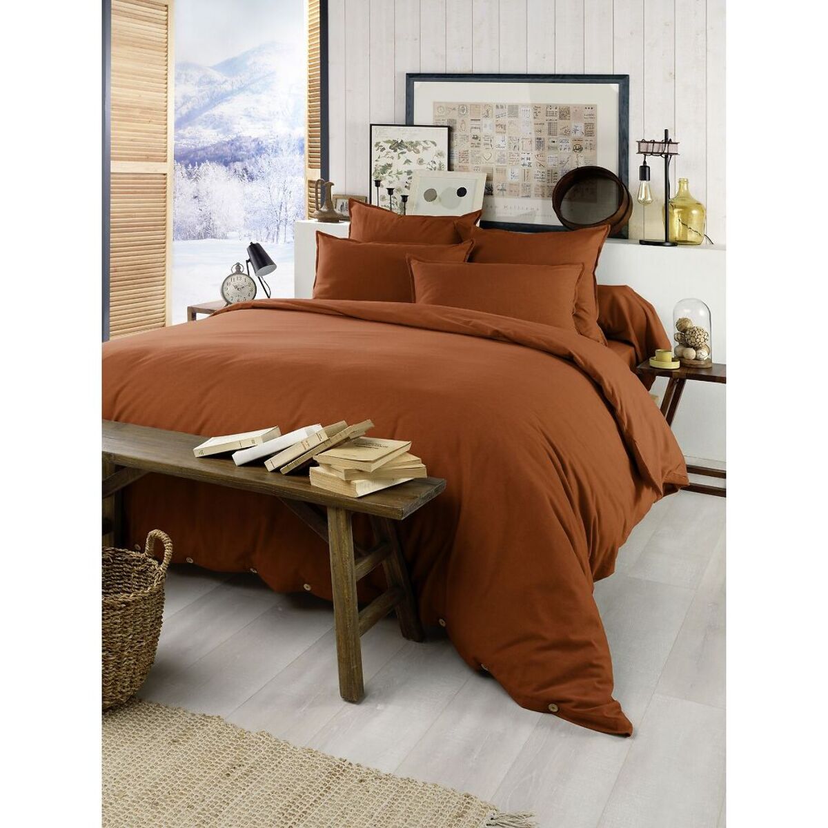 Housse de couette flanelle uni