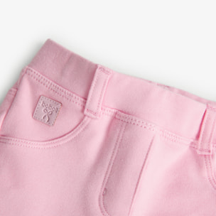 PantalÃ³n elÃ¡stico para niÃ±a en felpa lisa de color rosa