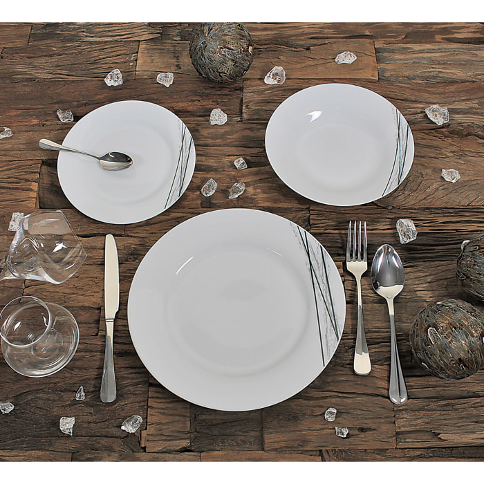 Service de table 36 pièces en porcelaine blanche CARBONE