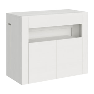 Consola extensible 90x42/302 cm Evolve Fresno Blanco extensiones internas con banco inferior