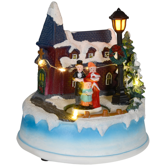 Pueblo Navideño con Luces LED Escena Navideña con Coro Giratorio Música para Decoración Navidad en Salón Dormitorio Multicolor