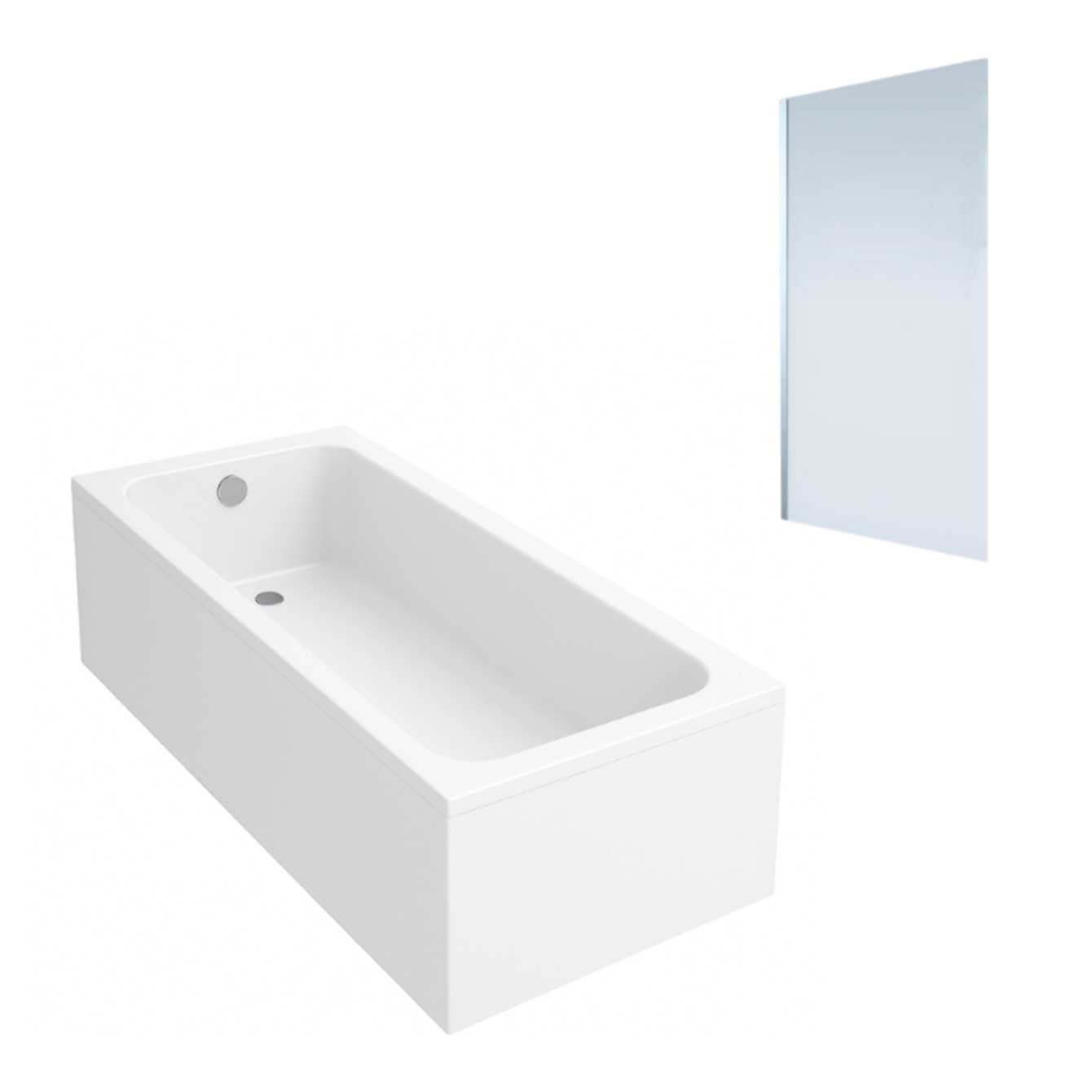 Baignoire droite VILLEROY & BOCH Architectura acrylique 160 x 70 cm  + Pare bain gauche AURYS Mist 1 chromé