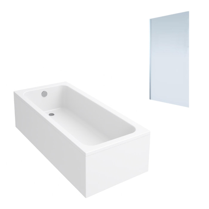 Baignoire droite VILLEROY & BOCH Architectura acrylique 160 x 70 cm  + Pare bain gauche AURYS Mist 1 chromé