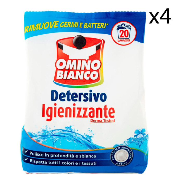 4x Omino Bianco Detersivo in Polvere Igienizzante - 4 Confezioni da 1,1 Kg