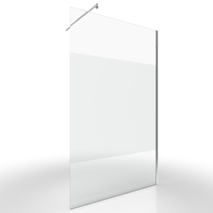 Paroi de Douche Dépolie 120x200cm + Barre de fixation extensible - Verre 8mm - Finition Chrome