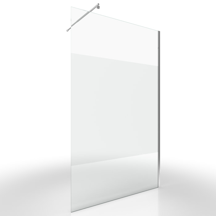 Paroi de Douche Dépolie 120x200cm + Barre de fixation extensible - Verre 8mm - Finition Chrome
