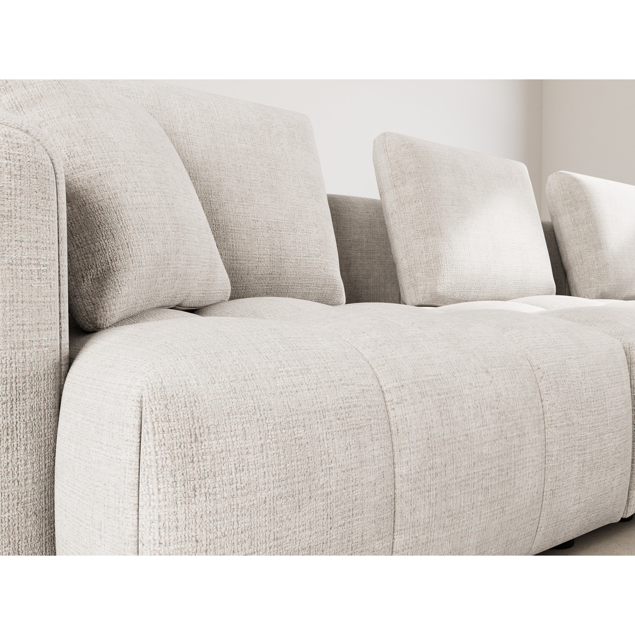 Colette - Canapé modulable d'angle réversible 4 places en velours texturé - Beige