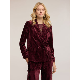 Motivi - Blazer in velluto plissé doppiopetto - Bordeaux