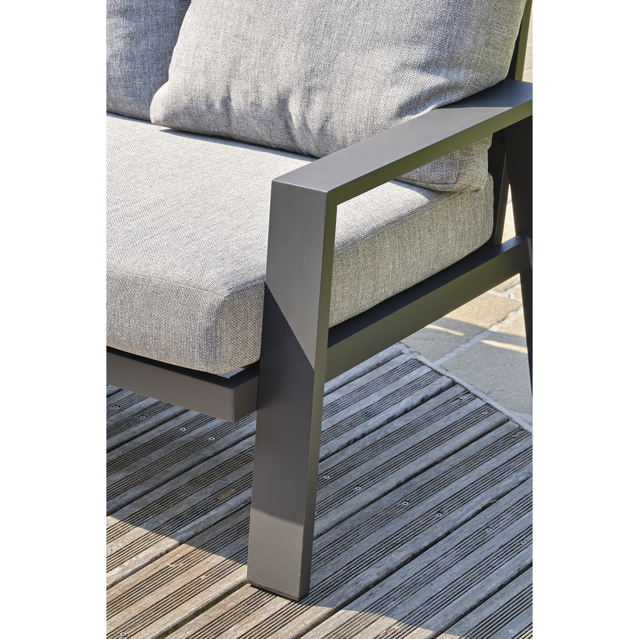 IBIZA - Ensemble repas de jardin 7 pl alu plateau céramique sur verre