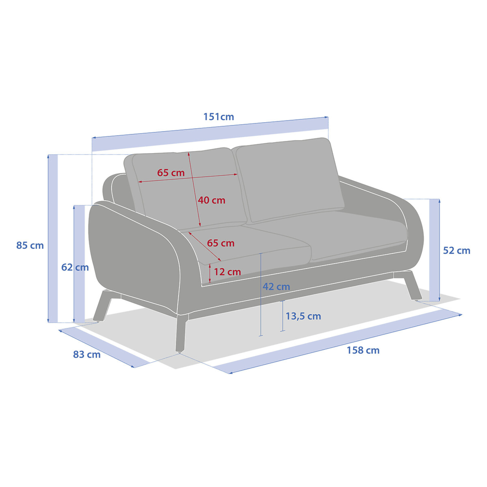 Canapé de jardin "Manissa" honey & beige 2 places en aluminium et polyester