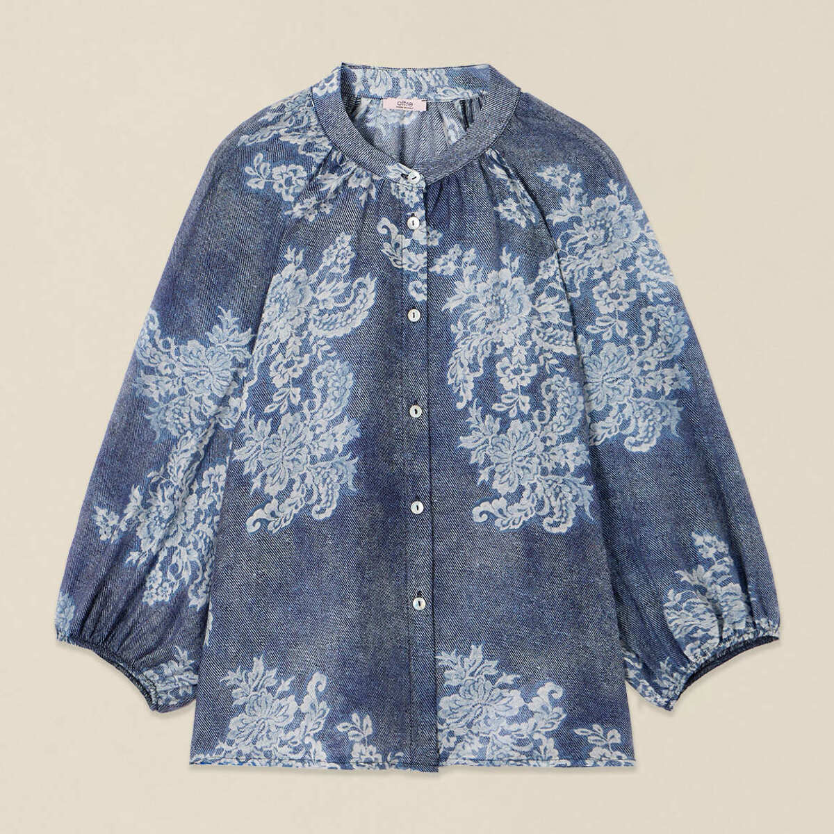 Oltre - Camicia in voile fantasia - Blu