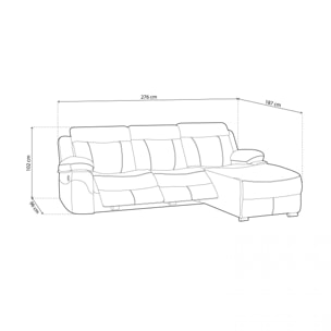 Sofá relax eléctrico con chaiselongue izquierdo Nellie 3 plazas Cemento