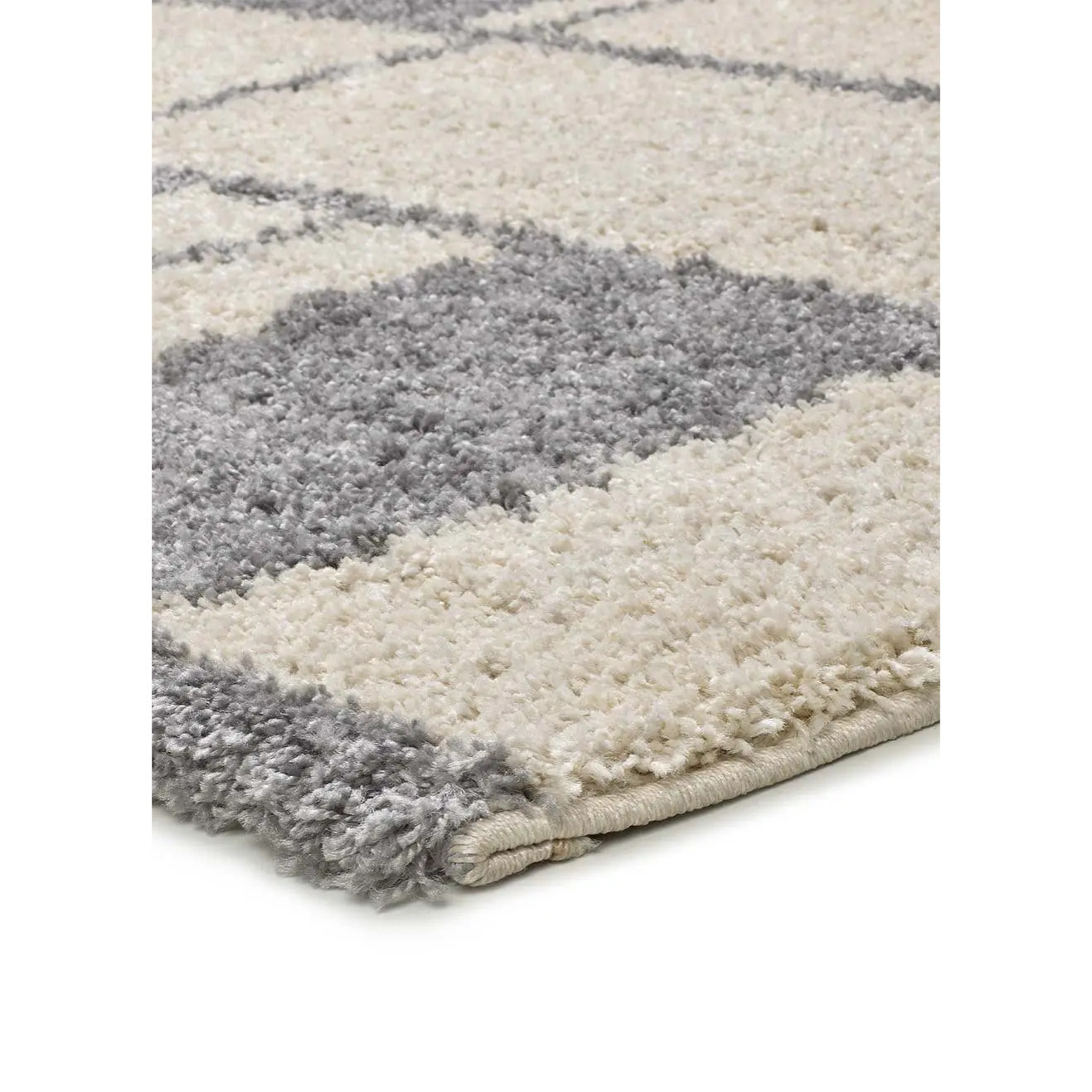 HELIA Alfombra shaggy geométrica en tonos beige y gris, varias medidas disponibles