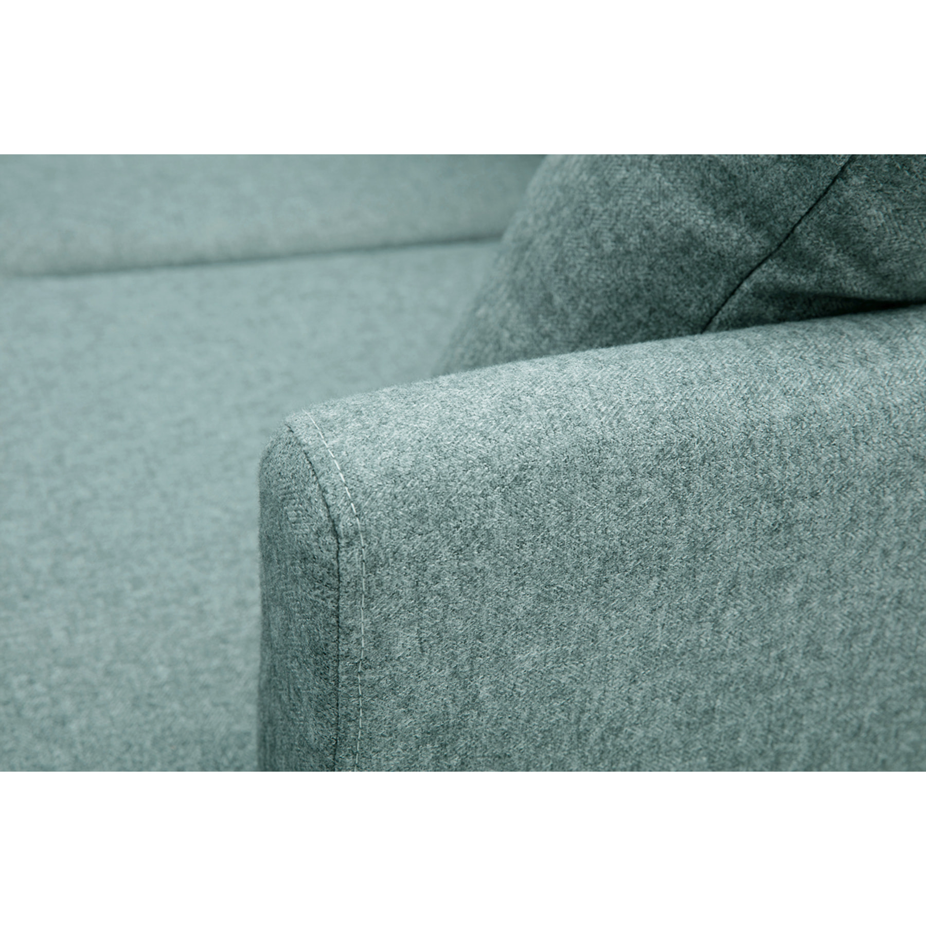 Canapé d'angle droit déhoussable scandinave 4 places en tissu vert de gris et bois clair OSLO