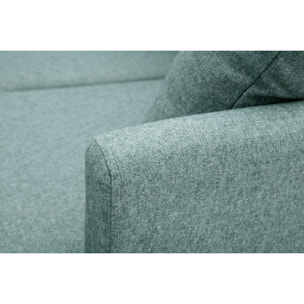 Canapé d'angle droit déhoussable scandinave 4 places en tissu vert de gris et bois clair OSLO