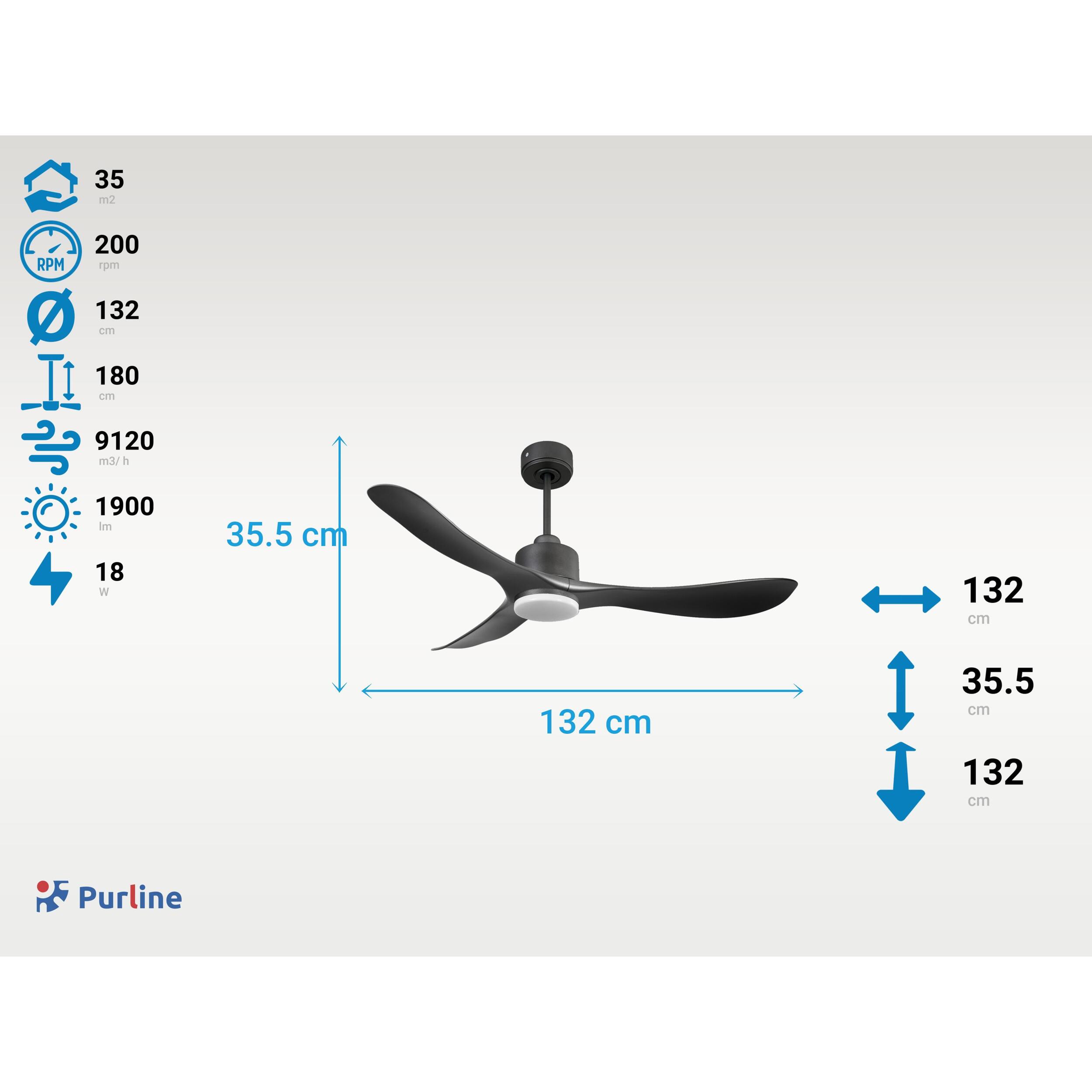 Ventilateur de plafond Réversible  Thermostat Dimmable Wifi Moteur à courant continu Toits en pente Télécommande Lumière à trois tons Hypersilence Mémoire