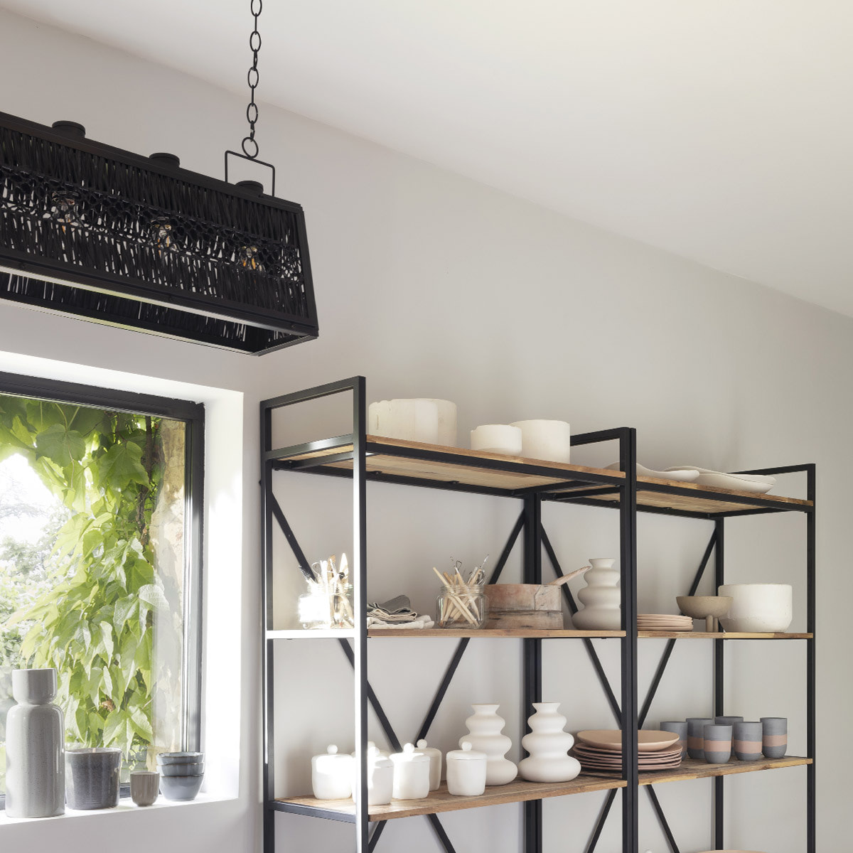 Suspension "Aaron" en métal L93cm noir