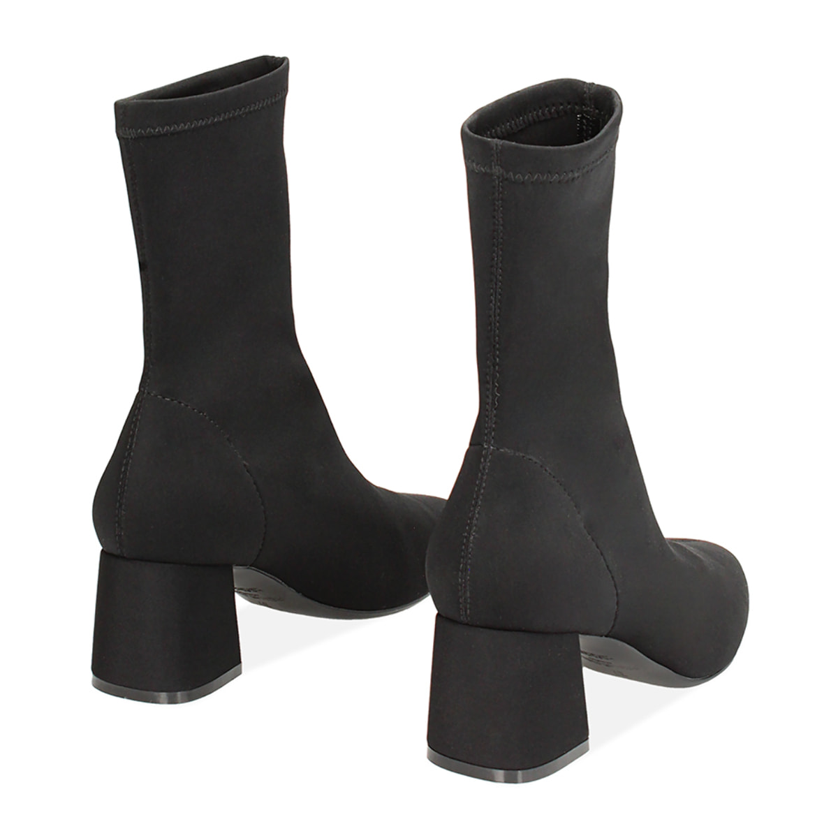 Tronchetto nero in tessuto, tacco largo 6 cm