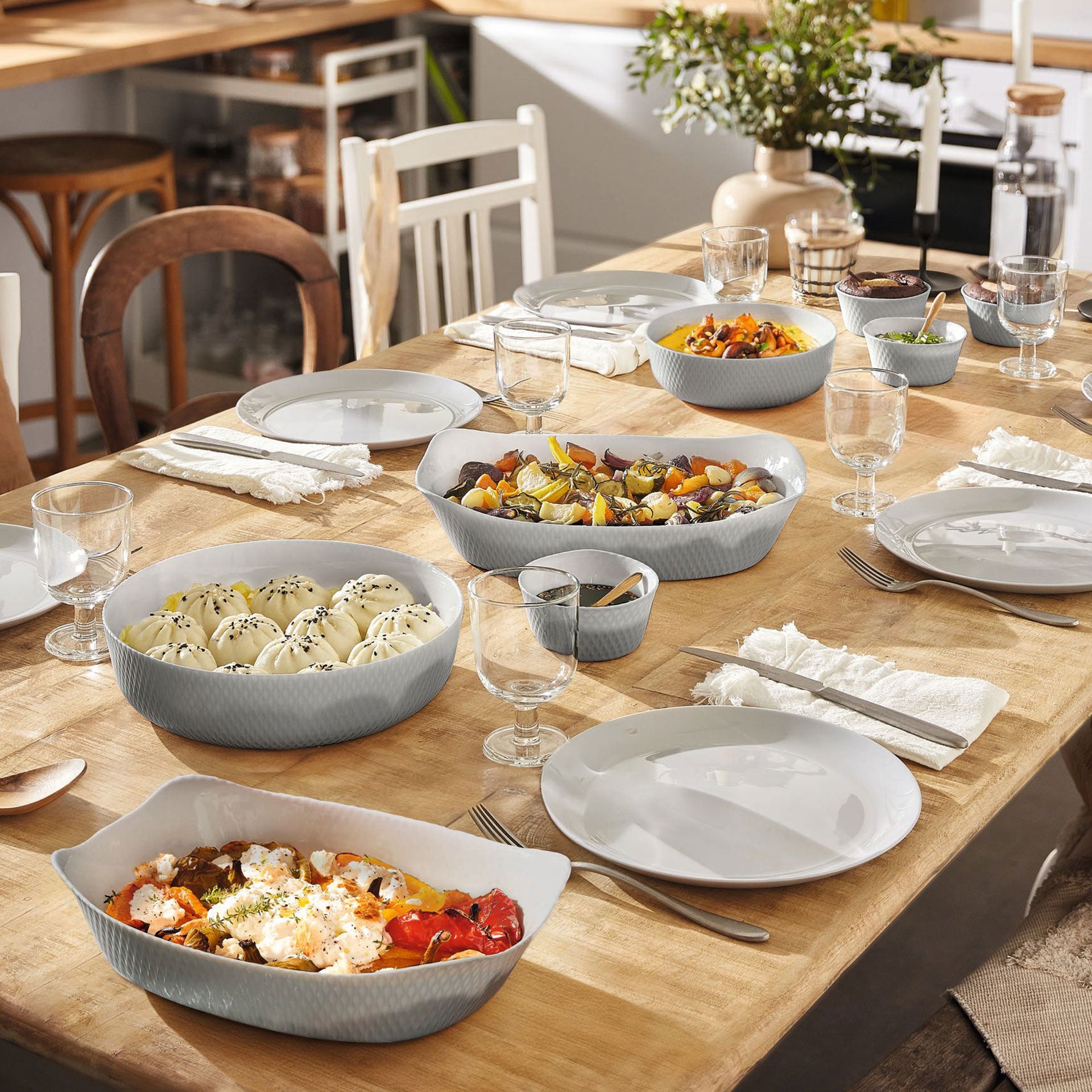 Fuente ovalada gris 32x20 cm de ópalo culinario Smart Cuisine Wavy - Luminarc