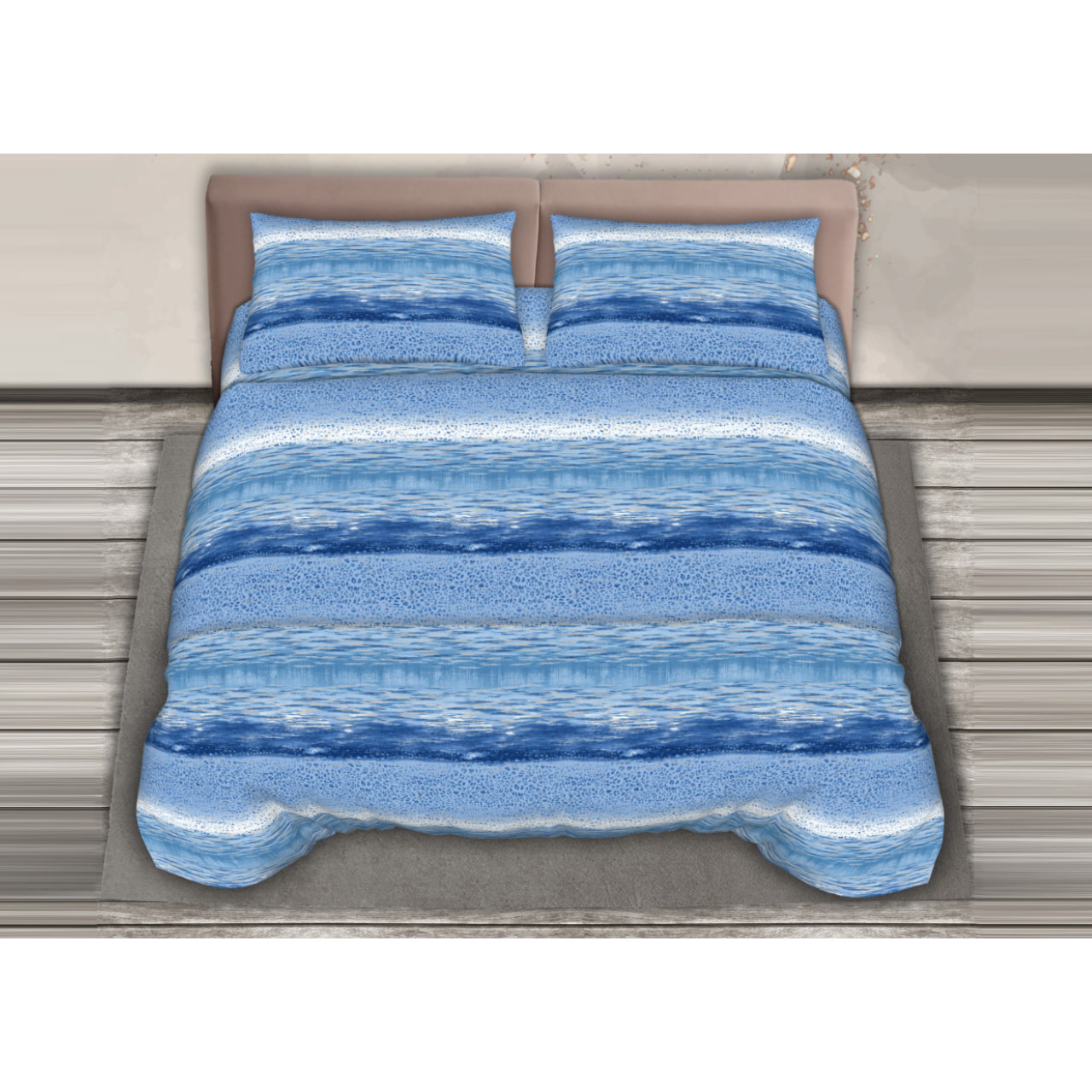 Completo Lenzuola 100% Cotone Effetto Seta Vanisho Azzurro CN