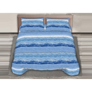 Completo Lenzuola 100% Cotone Effetto Seta Vanisho Azzurro CN