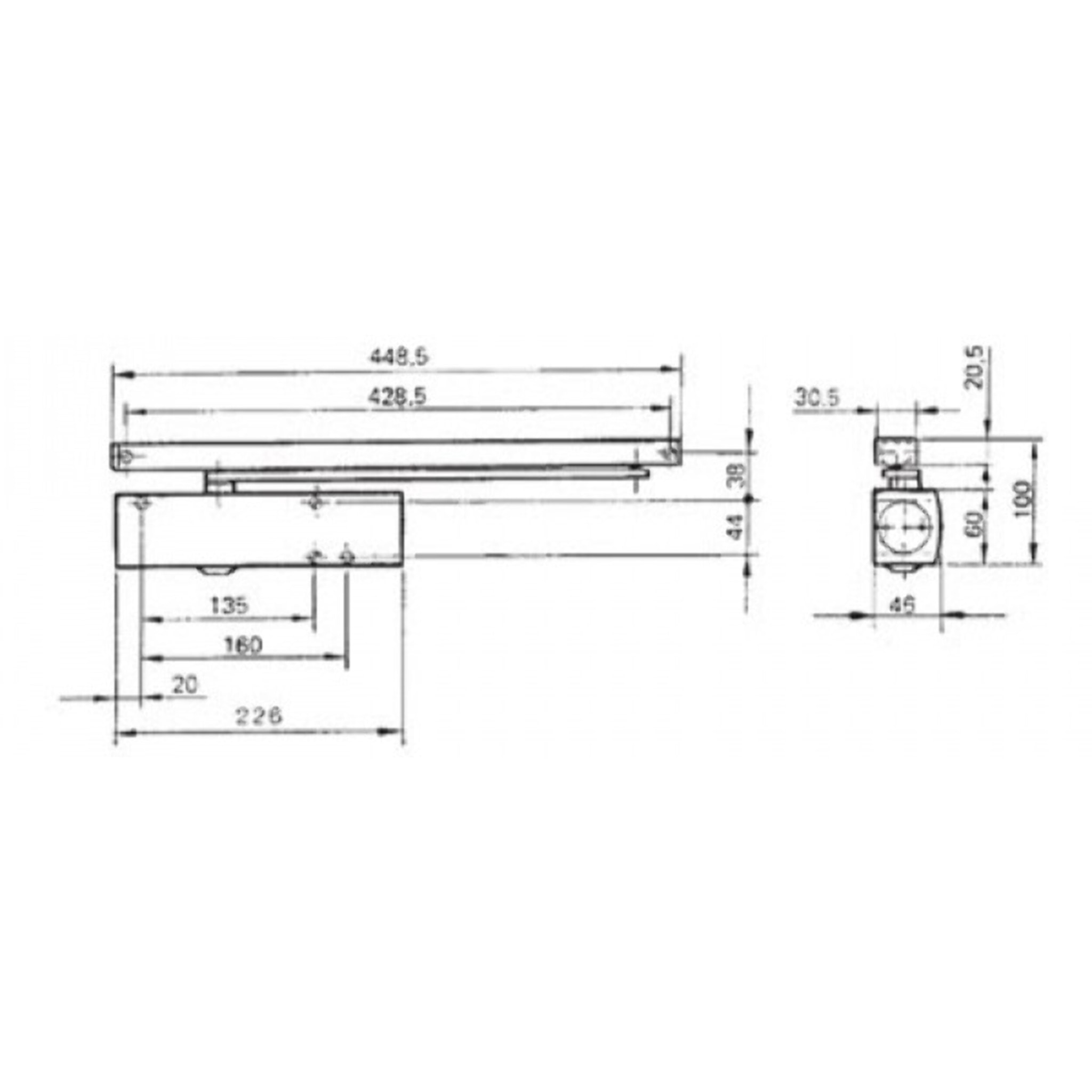 Ferme-porte TS3000 GEZE - Force réglable 1 à 4 - sans bras - Argent - 028348