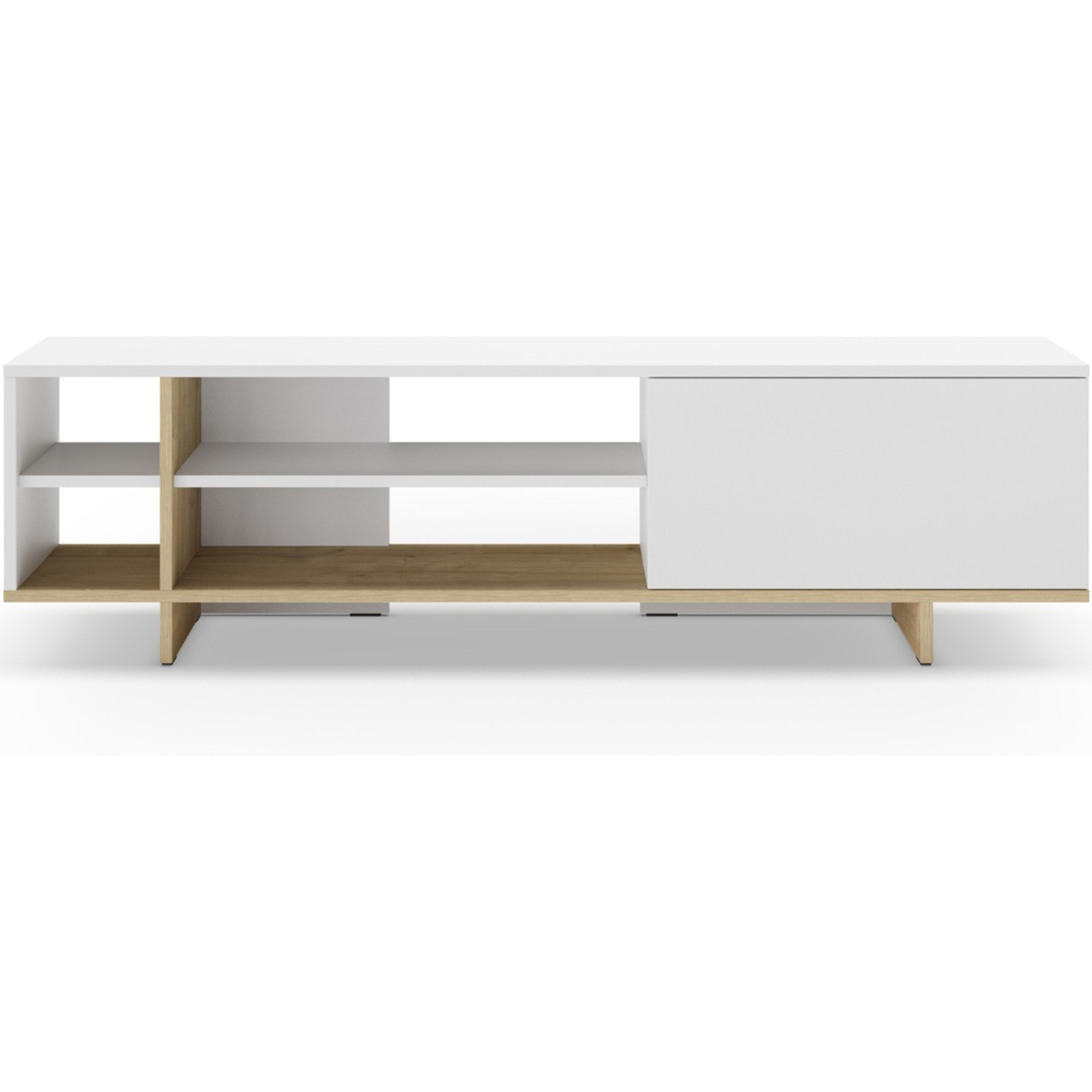 Meuble Tv 1 porte et décor chêne - ALICIA