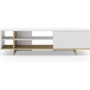 Meuble Tv 1 porte et décor chêne - ALICIA