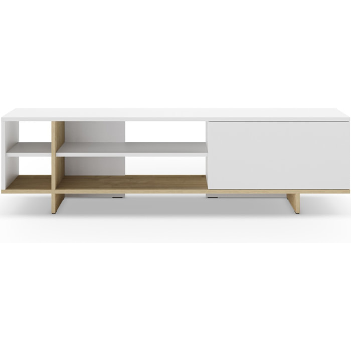Meuble Tv 1 porte et décor chêne - ALICIA