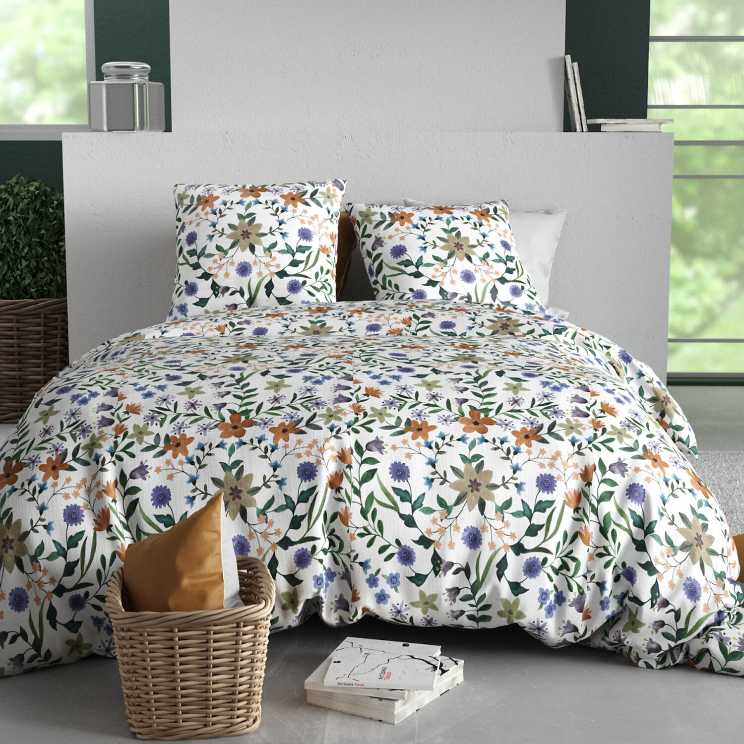 Parure housse de couette imprimé 100% coton - veitchs - vert