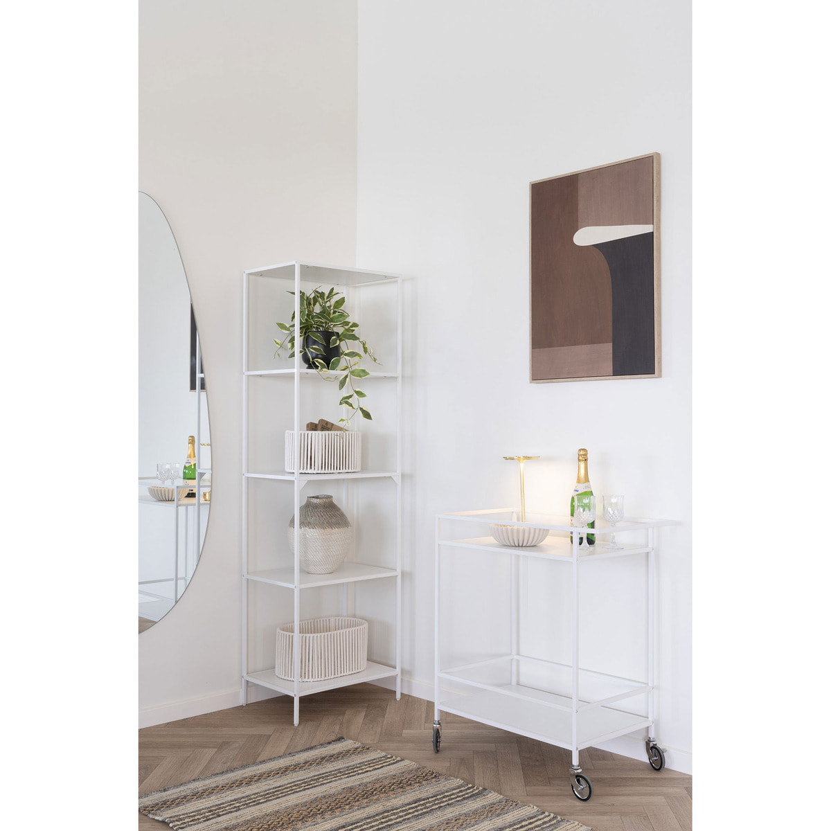 Carrello Bar Vita 2 Ripiani Bianchi con Telaio Bianco — 68×40×79 cm