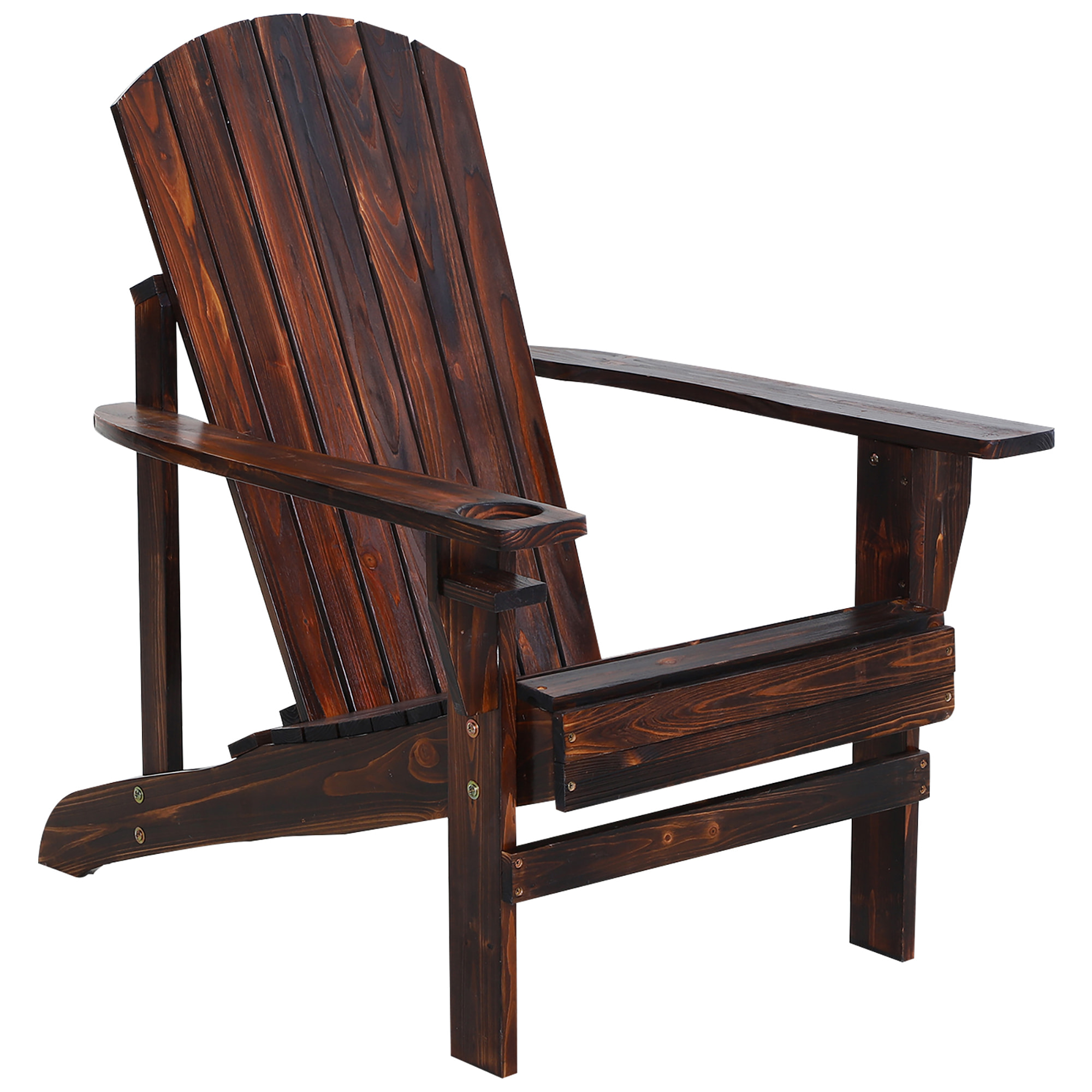 Silla Adirondack de Madera Silla de Jardín con Reposabrazos y Respaldo Alto para Terraza Balcón Exterior 72,5x97x93 cm Marrón