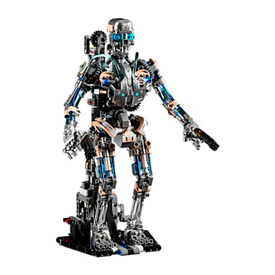 Maqueta 3D mecanizada de esqueleto con 692 piezas, equipada con luces y mecanismo de manivela que permite movimiento dinámico.