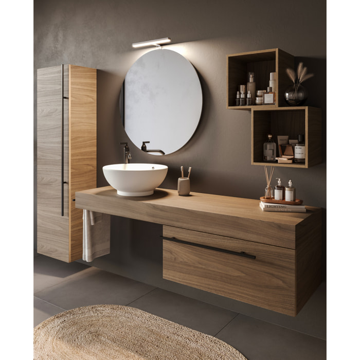 MOBILE DA BAGNO RIFLESSO 140 PORO NOCE - 9 PEZZI