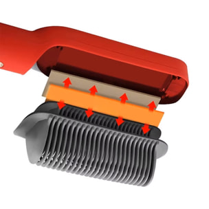 Cepillo peine alisador de pelo con 5 niveles de calor entre 140 y 200ºC.