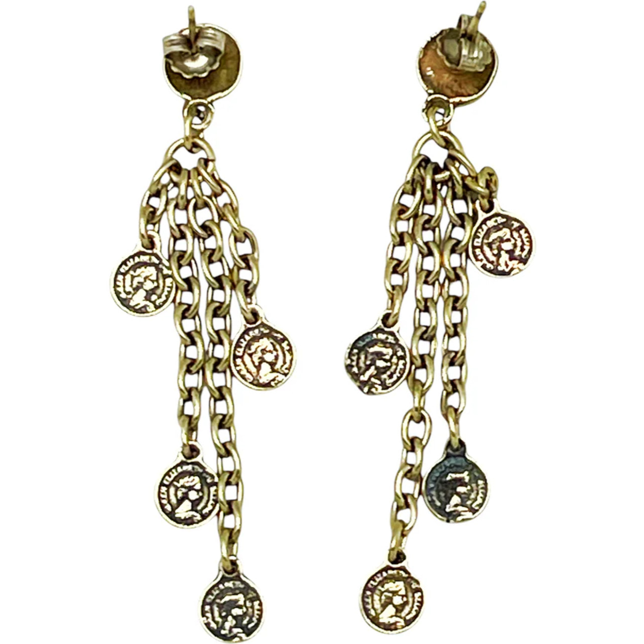 Pendiente MonCas en dorado largo