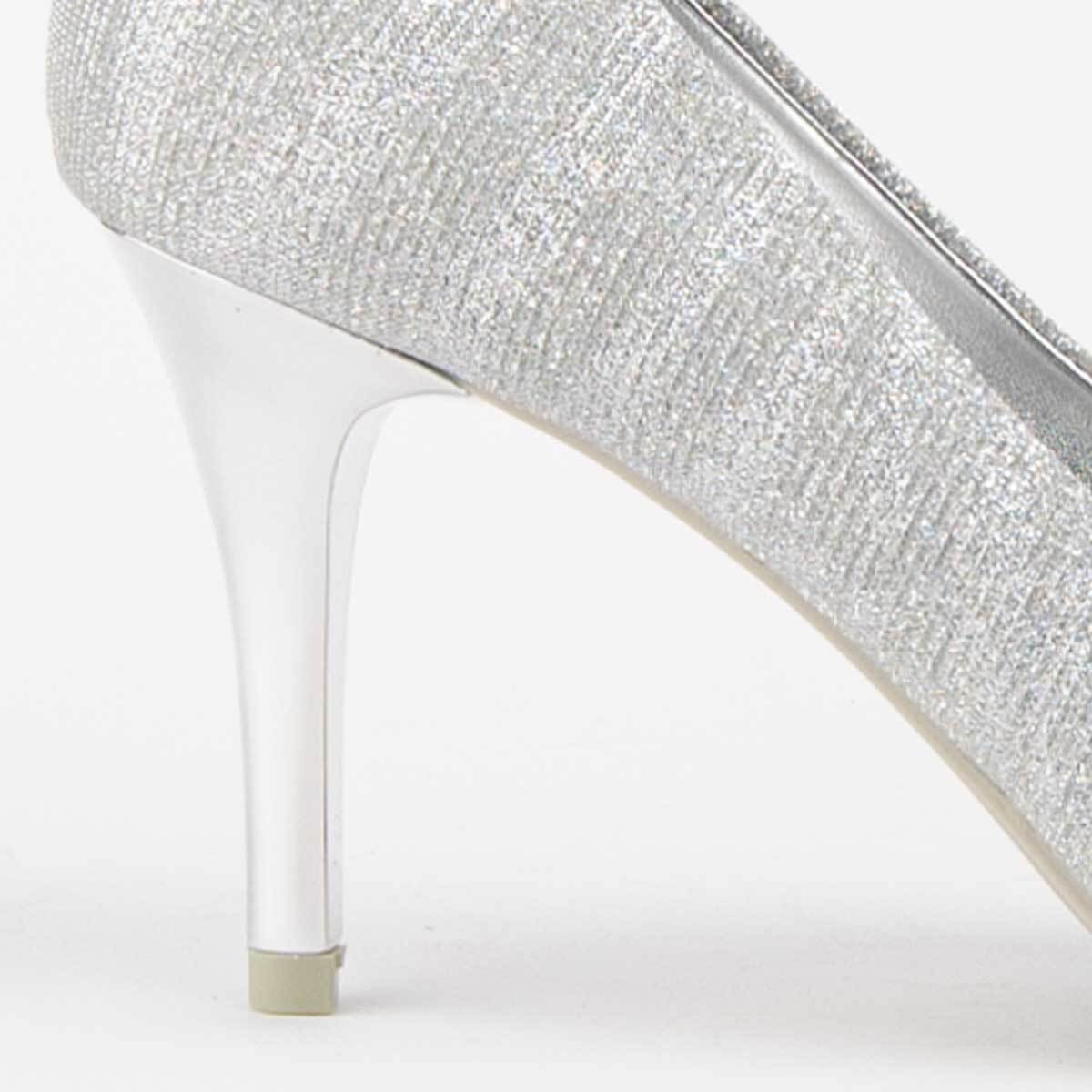 Zapato De Tacón - Plateado - Altura: 8 Cm