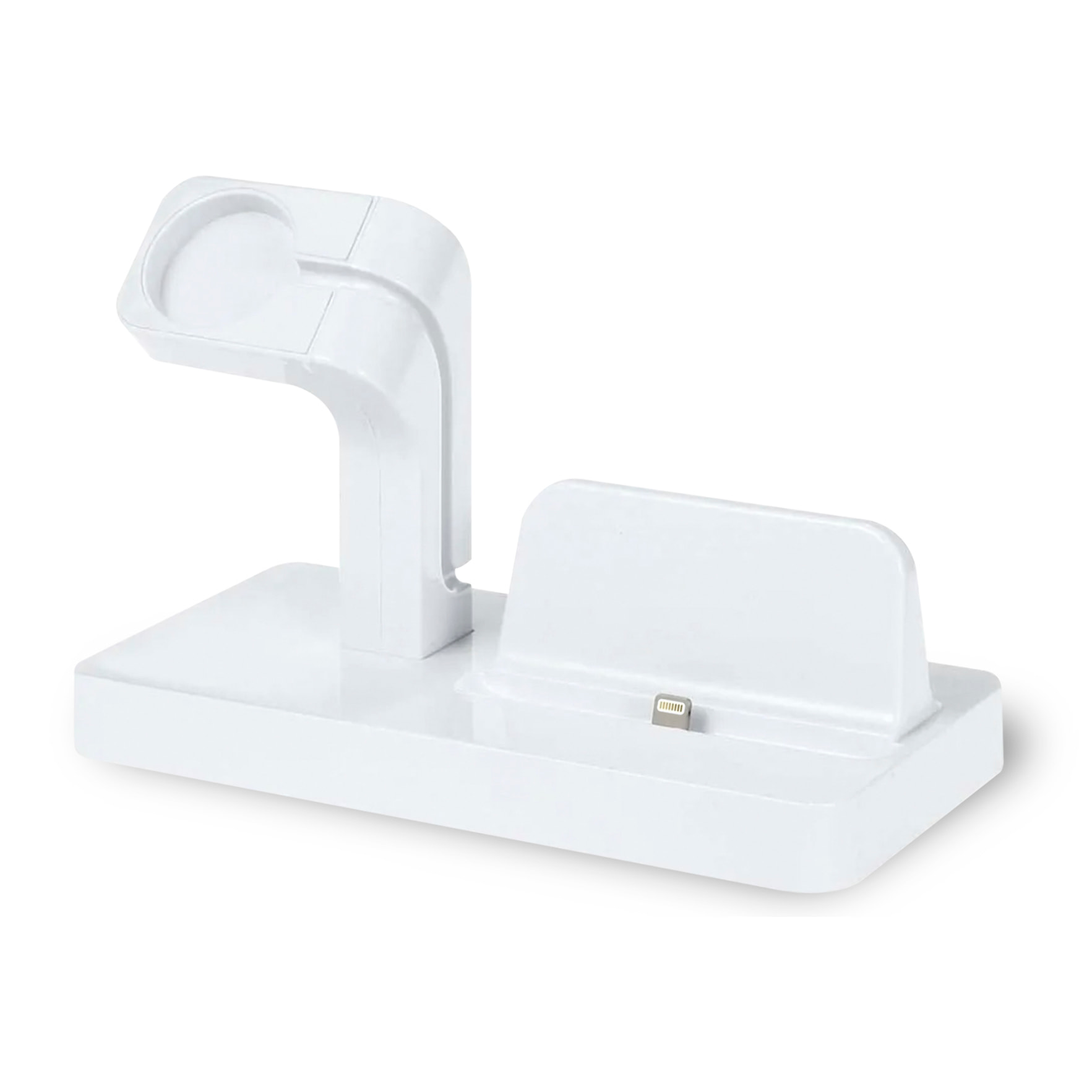 DAM Base de carga para Apple iPhone, conexión Lightning 8 pins y soporte de carga para Apple Watch. 15,2x7,7x9,5 Cm. Color: Blanco