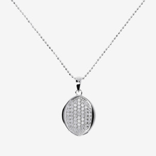 Collana  in Argento 925 con Pendete Ovale in Pavé di Cubic Zirconia