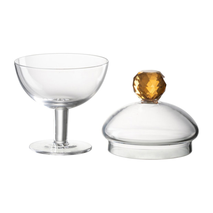 J-Line pot de conservation Diamant Kristal - transparant/lichtoranje - glas - small