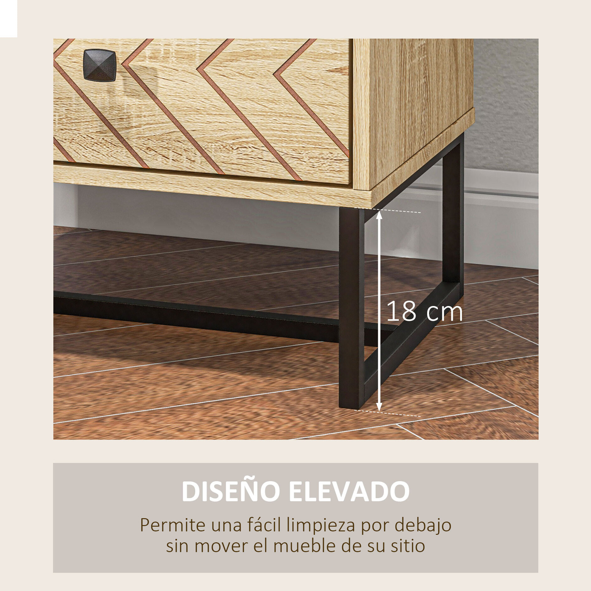 Conjunto de 2 Mesitas de Noche Mesillas de Noche con 2 Cajones y Patas de Metal Estilo Moderno para Dormitorio Salón Oficina 48x39,5x60 cm Natural