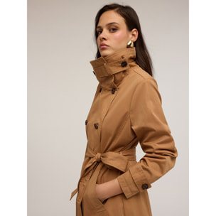 Motivi - Trench a collo alto in tessuto tecnico - Marrone